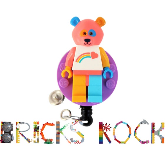 Rainbow Bear Badge Reel Made With LEGO® Minifigure™ Pediatric ID Badge  Holder 