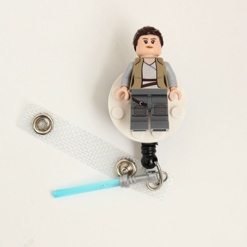 Rey\u2122 Badge Reel made with LEGO\u00ae Minifigure\u2122 Pediatric Star Wars\u00a9 ID Badge Holder