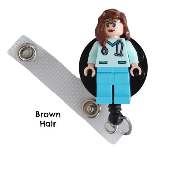 Wonder Woman™ Nurse Doctor Scrubs Badge Reel Made With LEGO