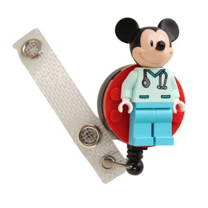 Mickey Mouse™ Nurse Doctor Scrubs Badge Reel made with LEGO® Minifigure™ Pediatric ID Badge Holder image 3