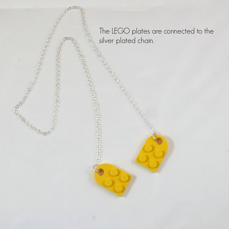 Yellow heart necklace and a pair of stud earrings Jewelry made with LEGO\u00ae pieces- Mother/'s Day gift Mother/'s Day jewelry Love
