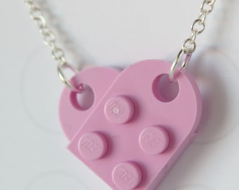 Pink Lego Heart Necklace Heart Necklace Made With LEGO® Pieces