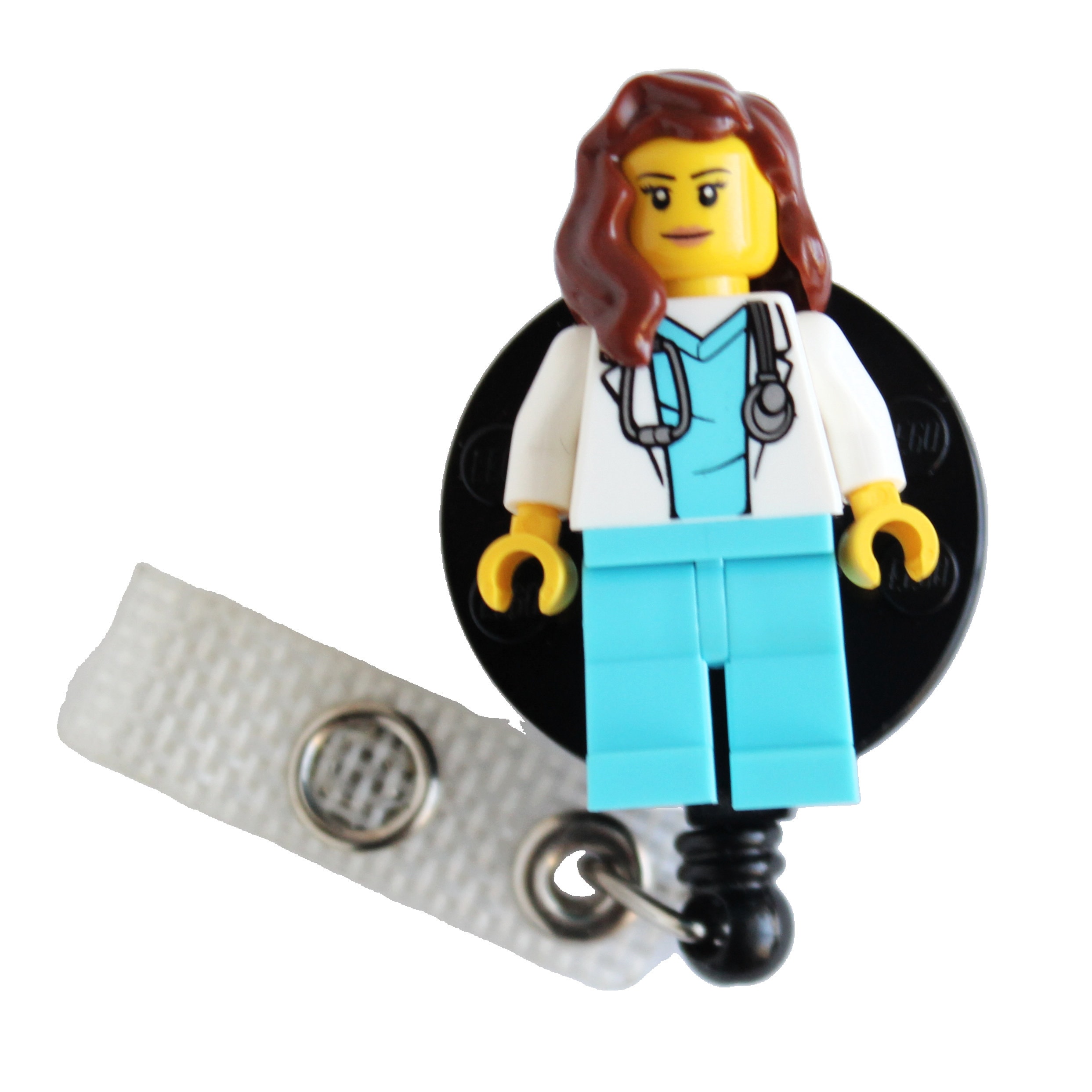 White Coat Azure Scrubs Female Nurse/doctor - Badge Reel Made With