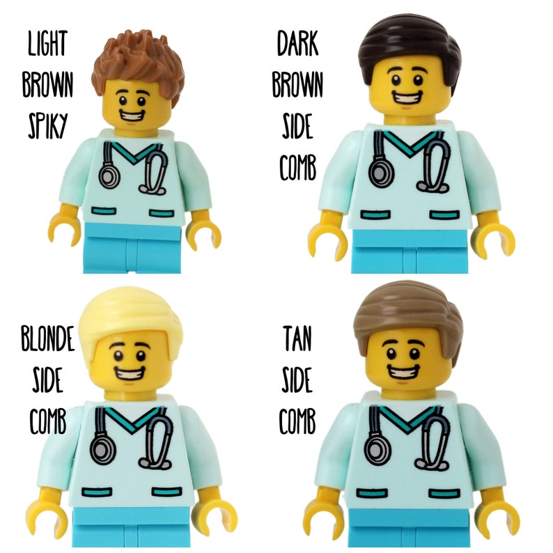 Bobine d'insigne d'infirmière docteur Aqua Scrubs faite avec LEGO® Minifigure™ Homme Pédiatrie Porte-badge d'identité image 8