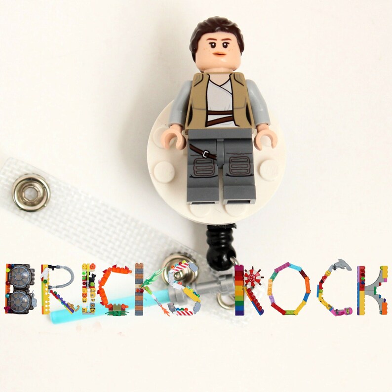 Rey\u2122 Badge Reel made with LEGO\u00ae Minifigure\u2122 Pediatric Star Wars\u00a9 ID Badge Holder