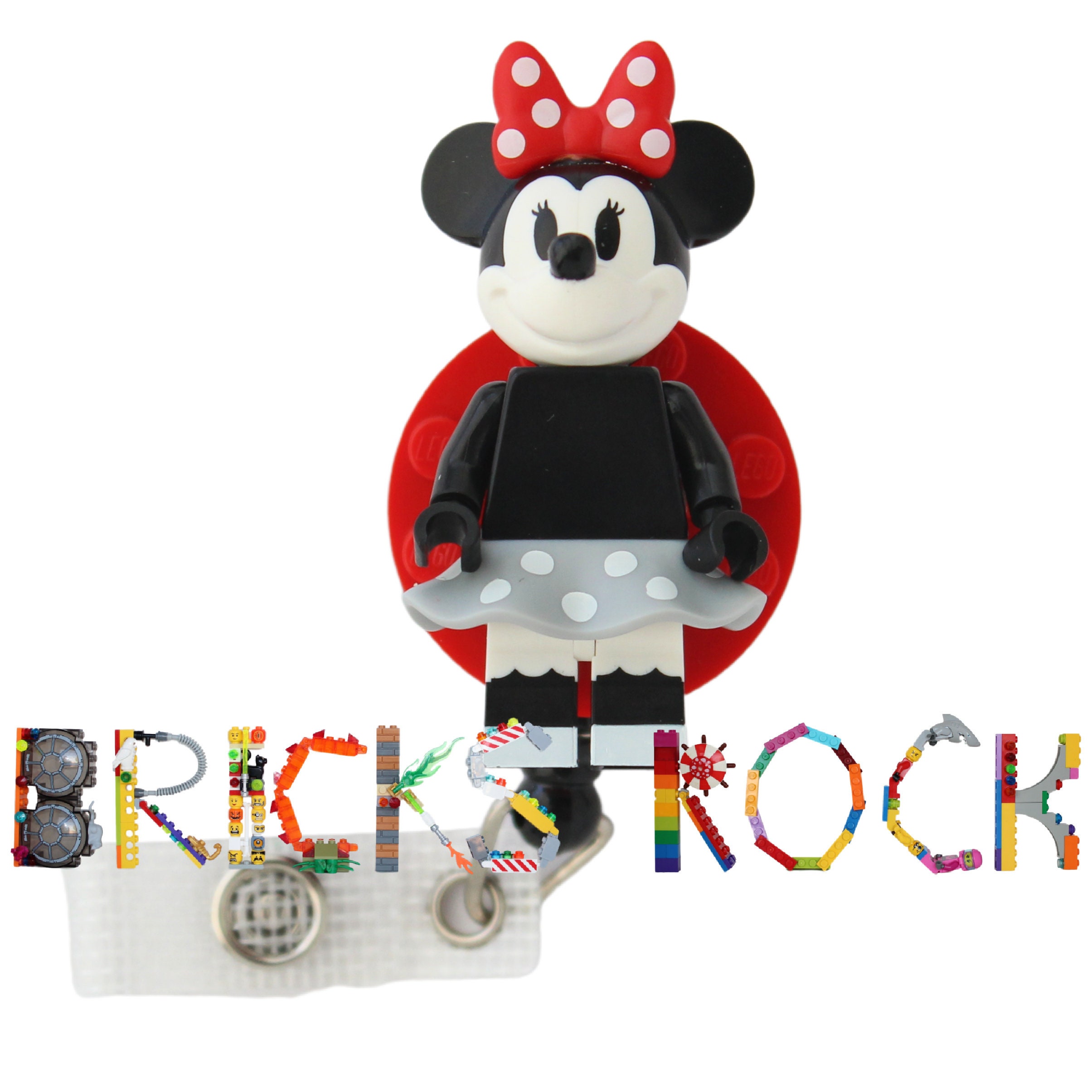 Minnie Mouse™ Badge Reel Made With LEGO® Minifigure™ Pediatric ID