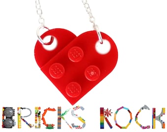 Red Heart Necklace made with LEGO® - Friendship Jewelry