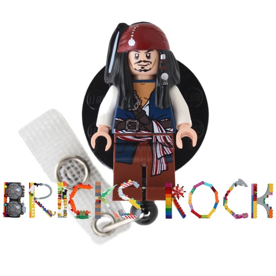 Jack Sparrow™ Pirates of the Caribbean® Badge Reel Made With LEGO®  Minifigure™id Holder retractable Badge Reel superhero Pediatric 