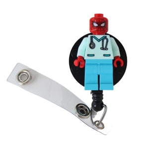 Spiderman™ Nurse Doctor Scrubs Badge Reel made with LEGO® Minifigure™ Pediatric ID Badge Holder Superhero image 2