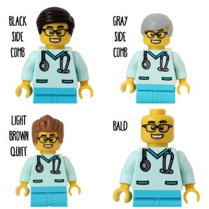 GLASSES Male Nurse Doctor Aqua Scrubs with Glasses Badge Reel made with LEGO® Minifigure™ Male Pediatric ID Badge Holder image 9