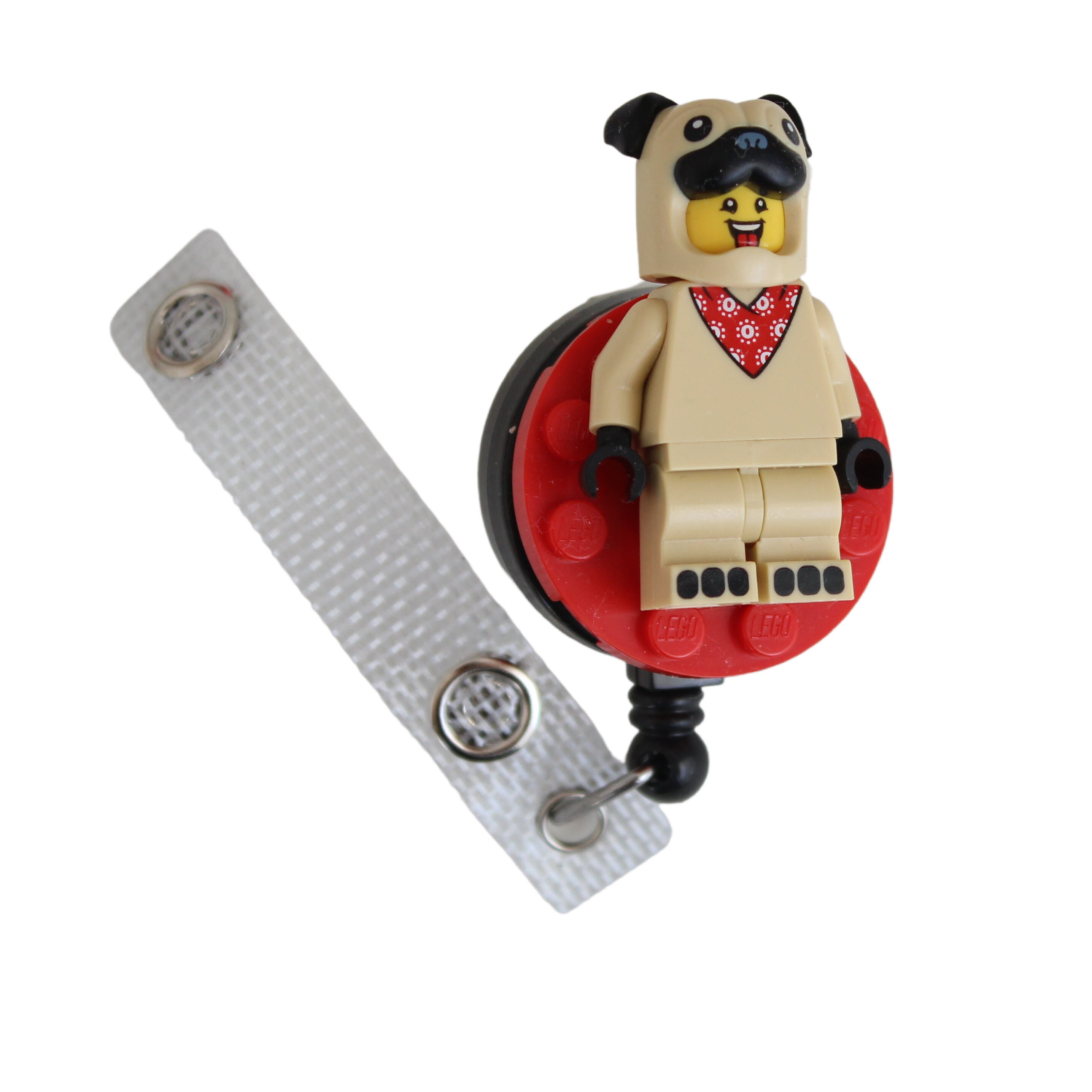 Pug Guy Badge Reel Made With LEGO Minifigure Pediatric ID Badge Holder Dog Lover Pug Dog Etsy