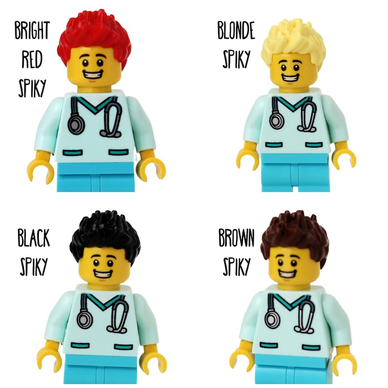 Bobine d'insigne d'infirmière docteur Aqua Scrubs faite avec LEGO® Minifigure™ Homme Pédiatrie Porte-badge d'identité image 7