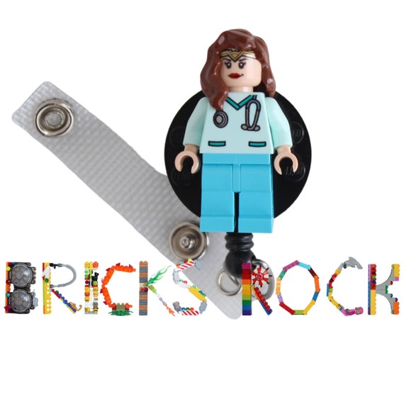 Wonder Woman™ Nurse Doctor Scrubs Badge Reel Made With LEGO