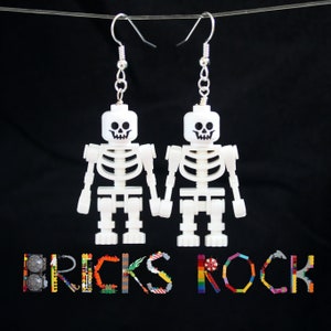 Skeleton Earrings made with LEGO® Minifigures™ - Halloween Jewelry
