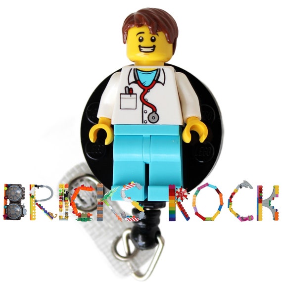 Nurse Doctor Scrubs Badge Reel Made With LEGO® Minifigure™ Male