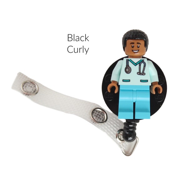 Nurse Doctor Aqua Scrubs Badge Reel Made With LEGO® Minifigure