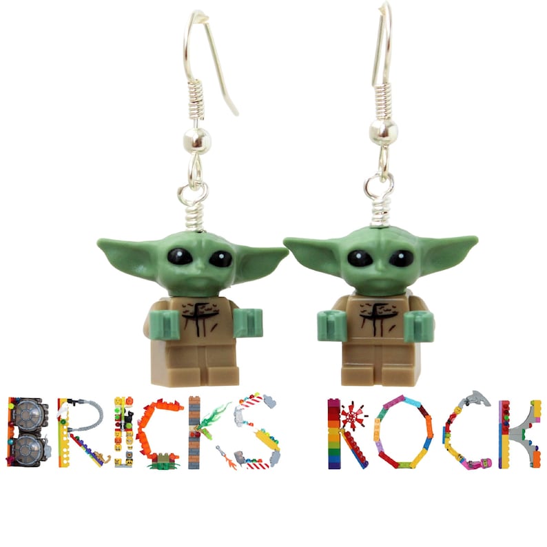 The Child™ from The Mandalorian™ Earrings made with LEGO® Minifigures™ Baby Yoda™ Grogu™ Star Wars™ image 1