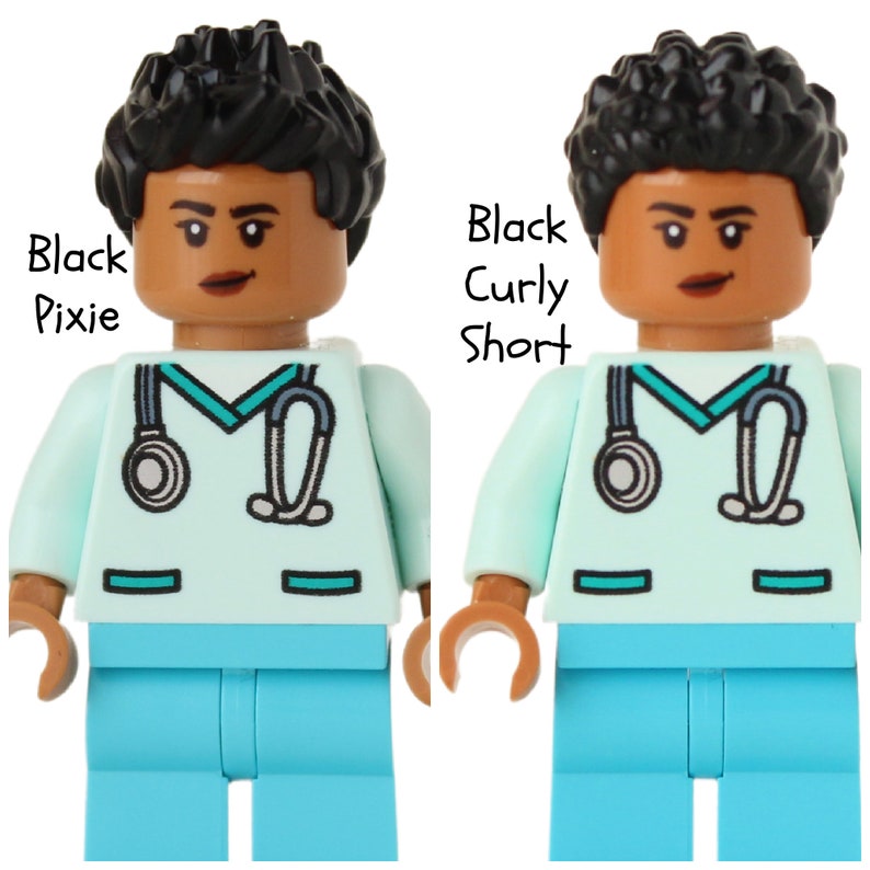 Nurse Doctor Aqua Scrubs Badge Reel made with LEGO® Minifigure™ Light Brown Skin Female Pediatric ID Badge Holder image 7