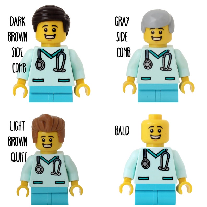Nurse Doctor Aqua Scrubs Badge Reel made with LEGO® Minifigure™ Male Pediatric ID Badge Holder image 9
