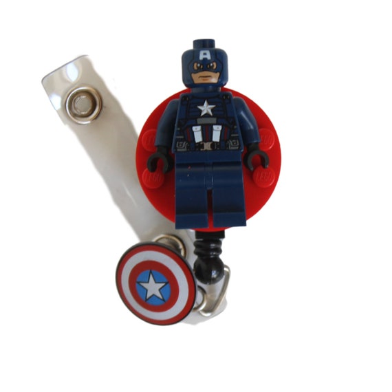 Captain America™ Badge Reel Made With LEGO® Minifigure™ Pediatric ID Badge  Holder Superhero 