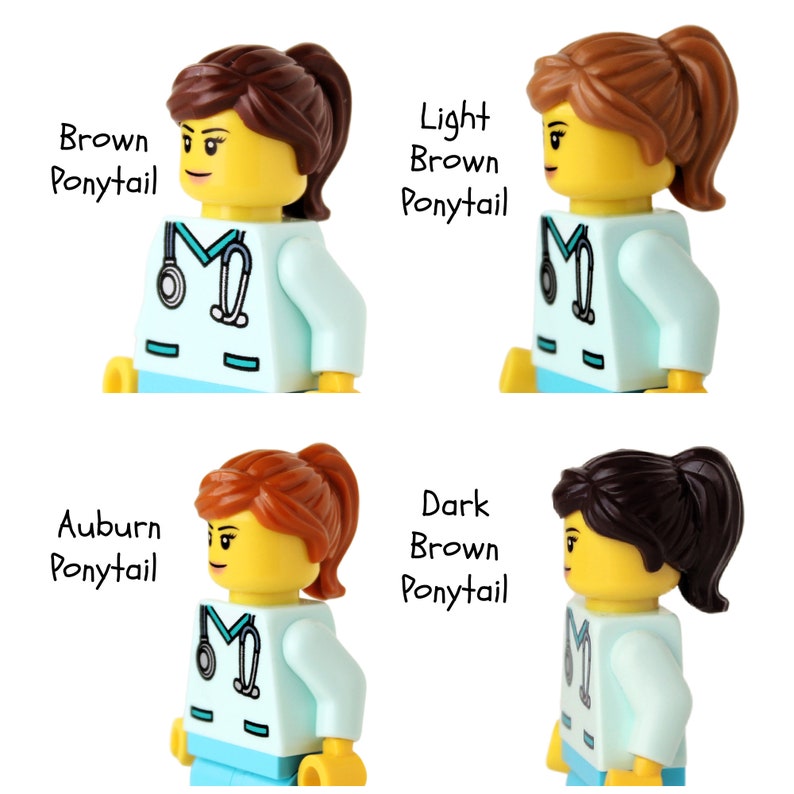 Nurse Doctor Aqua Scrubs Badge Reel made with LEGO® Minifigure™ Female Pediatric ID Badge Holder image 3