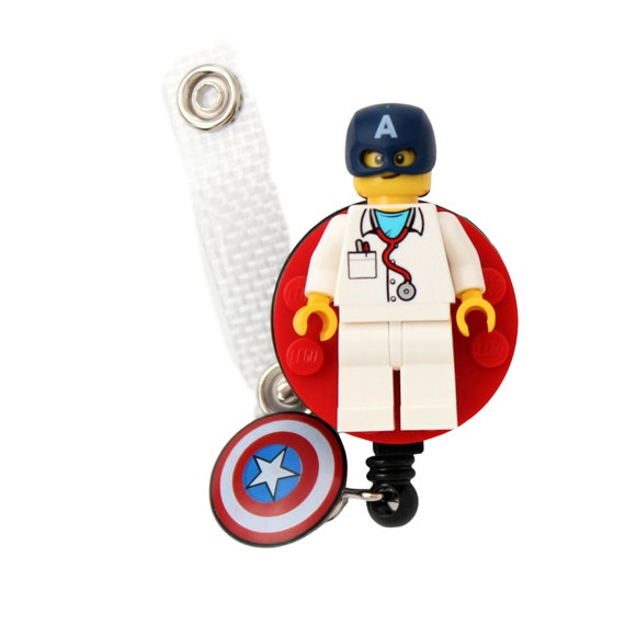Captain America™ Scrubs Nurse Doctor Badge Reel Made With LEGO® Minifigure™  Pediatric ID Badge Holder Superhero -  Norway