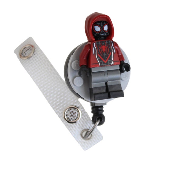Spiderman™ Miles Morales™ badge Reel Made With LEGO® Minifigure