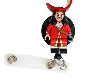 Captain Hook Badge Reel Made With LEGO Minifigure Pediatric ID Badge Holder Etsy