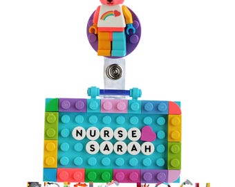 Medium Azure Personalized ID Badge Cover made with LEGO® Custom Name Badge Buddy