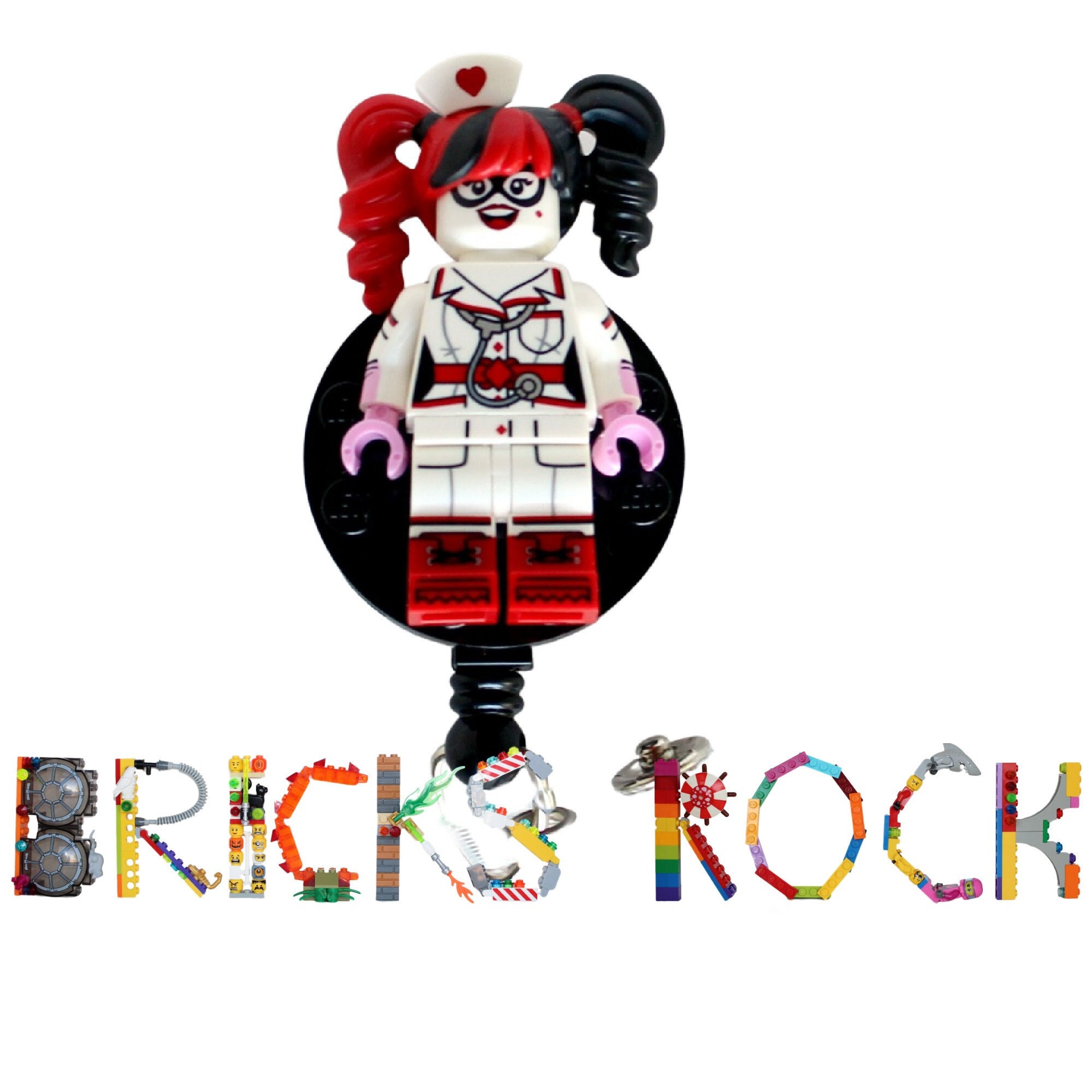 Harley Quinn™ Nurse Badge Reel Made With LEGO® Minifigure™ Pediatric ID  Badge Holder 