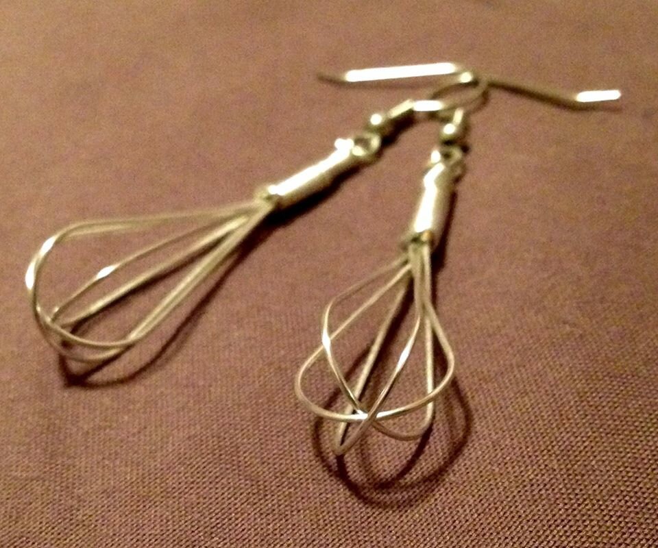 Mini Wire Whisk Earrings silver color Etsy