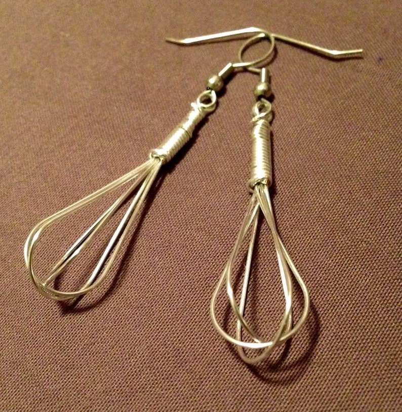 Mini Wire Whisk Earrings silver color Etsy