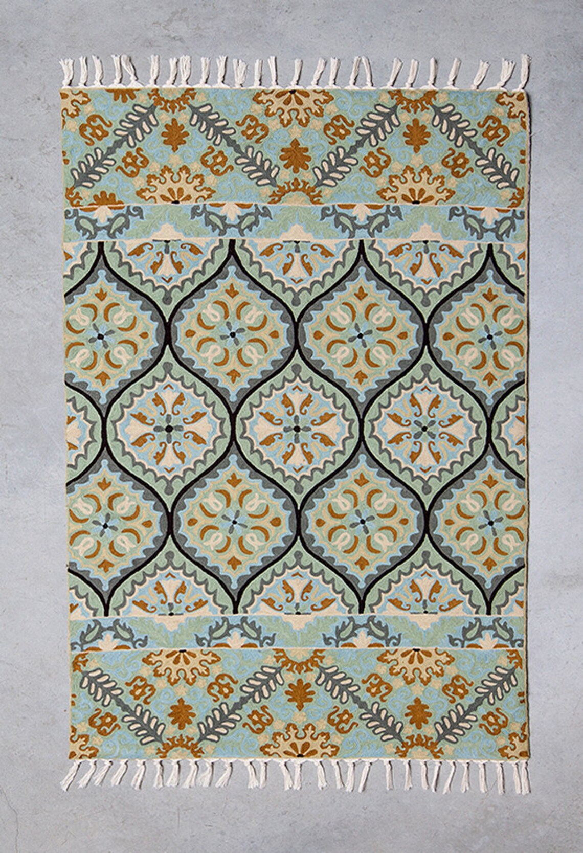 Beautiful 6X9 teal brown and green rug. Handmade modern wool Etsy