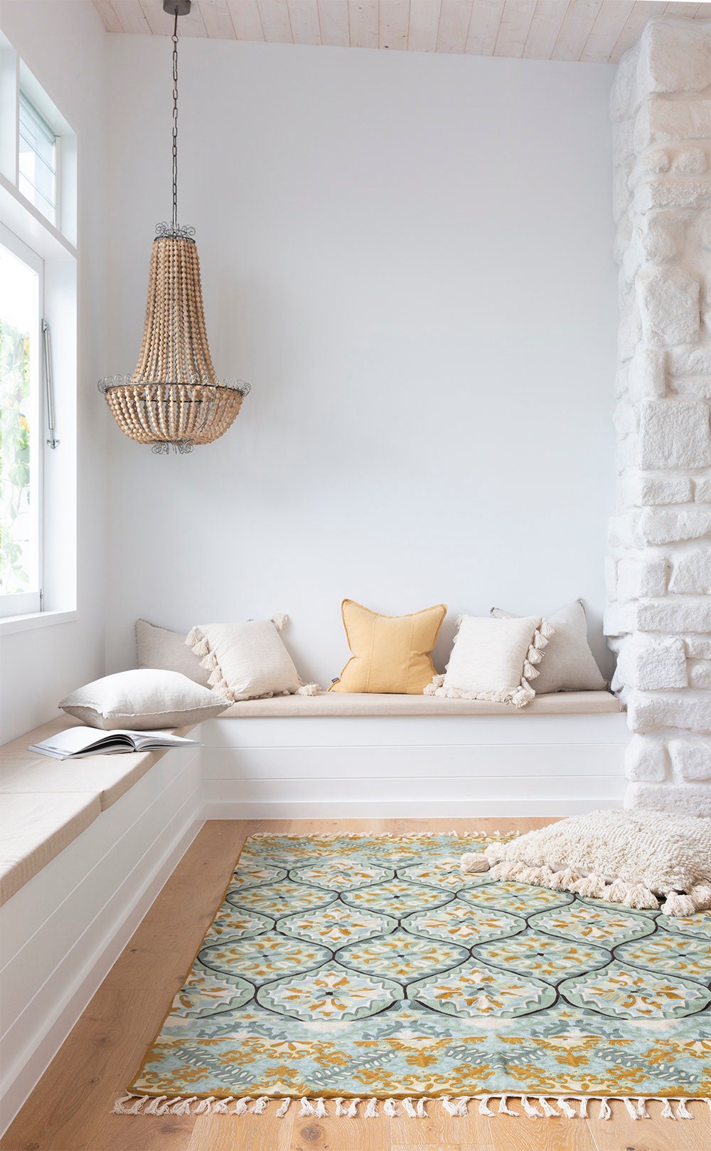 Beautiful 6X9 teal brown and green rug. Handmade modern wool Etsy