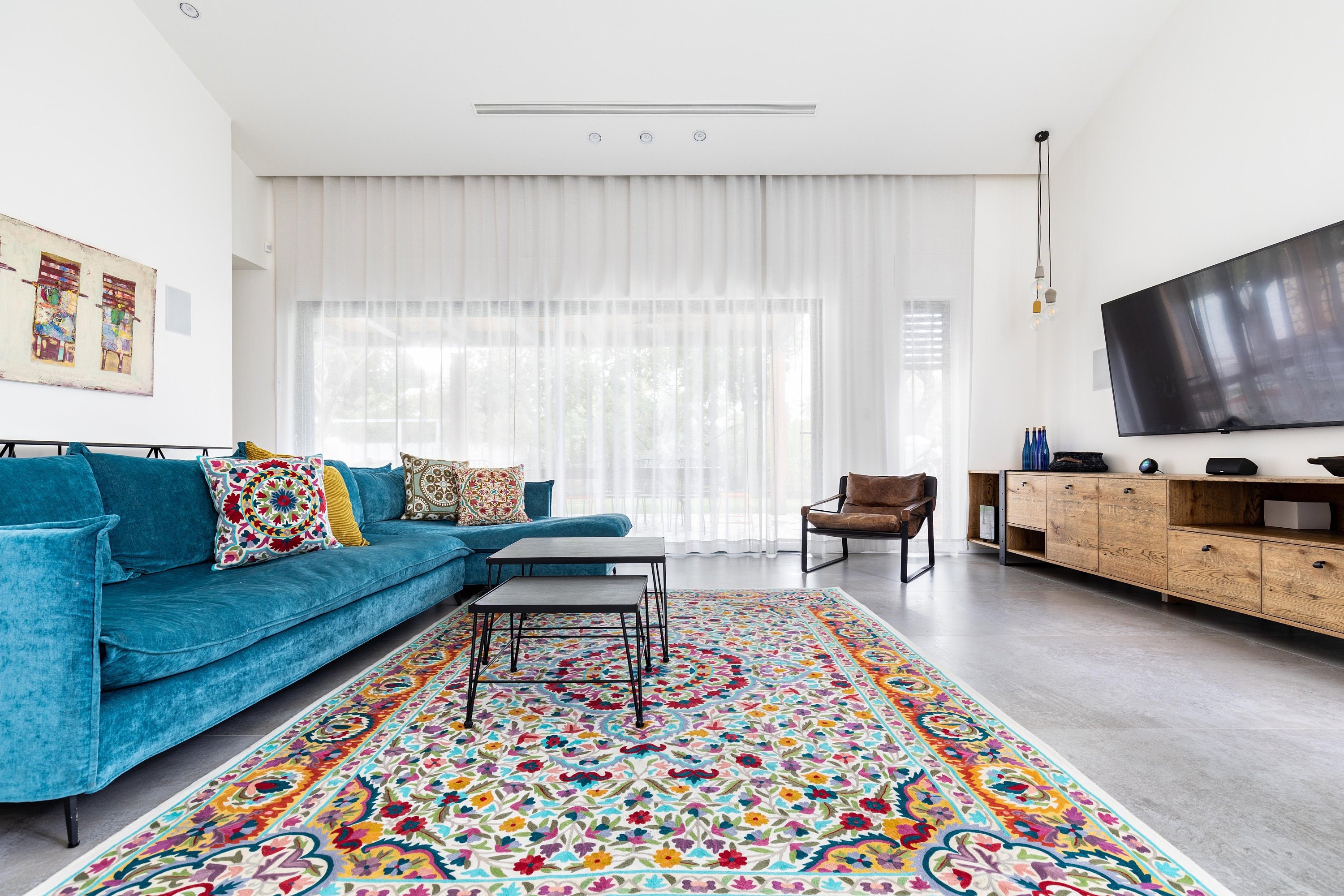 6X9 Mandala rug very colorful wool rug. Great as living room | Etsy