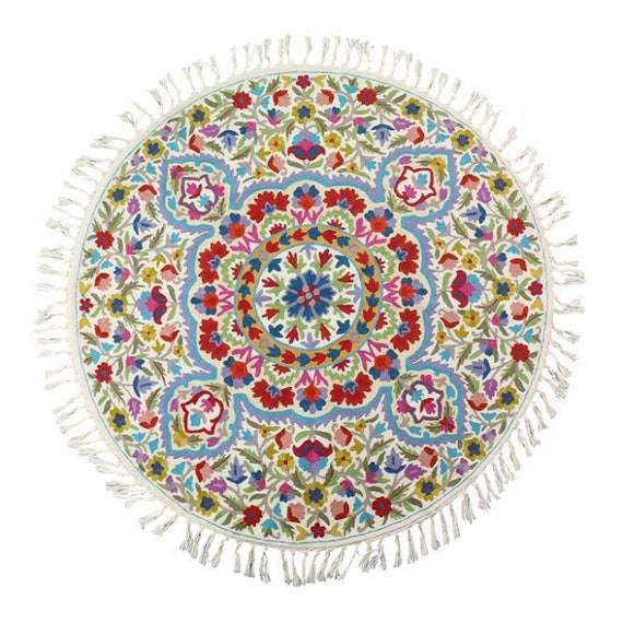 4 Ft Round Rug Very Colorful Wool Mandala Truly Art Deco 4 Ft Round Rug Very Colorful Wool, 4 Ft Round Rug