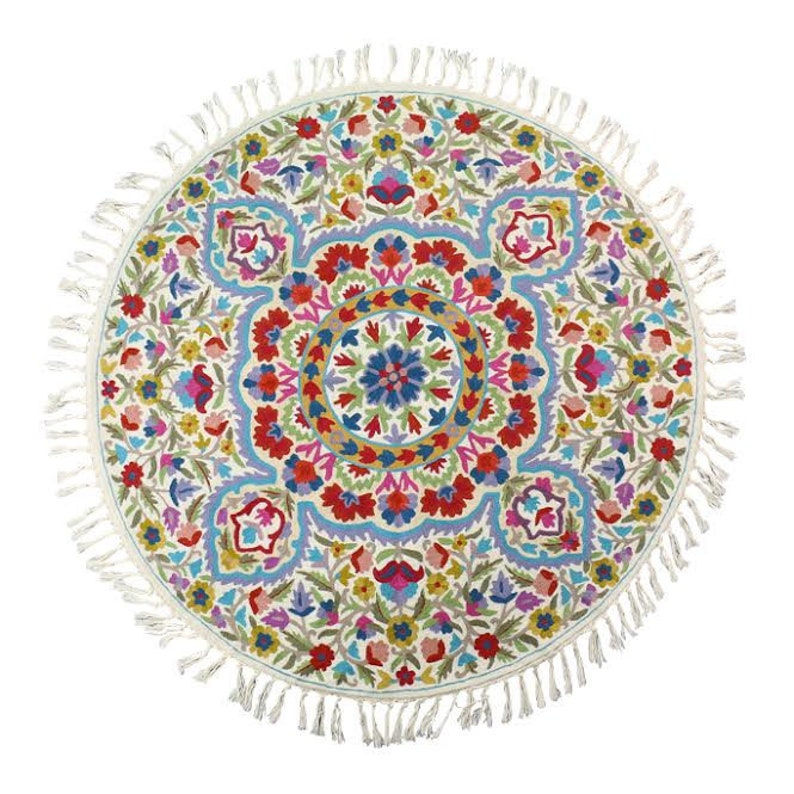 4 Ft Round Rug Very Colorful Wool Mandala Truly Art Deco Very Colorful Wool Mandala Rug, 4 Ft Round Wool Rugs