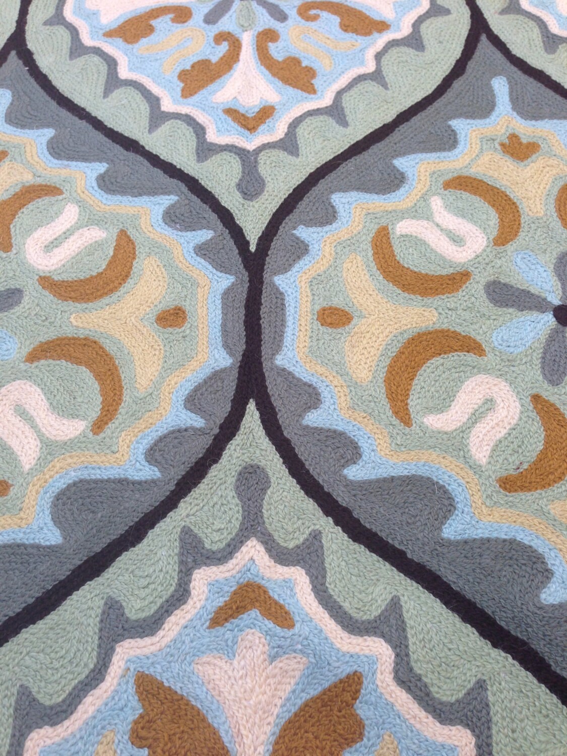 Beautiful 6X9 teal brown and green rug. Handmade modern wool Etsy