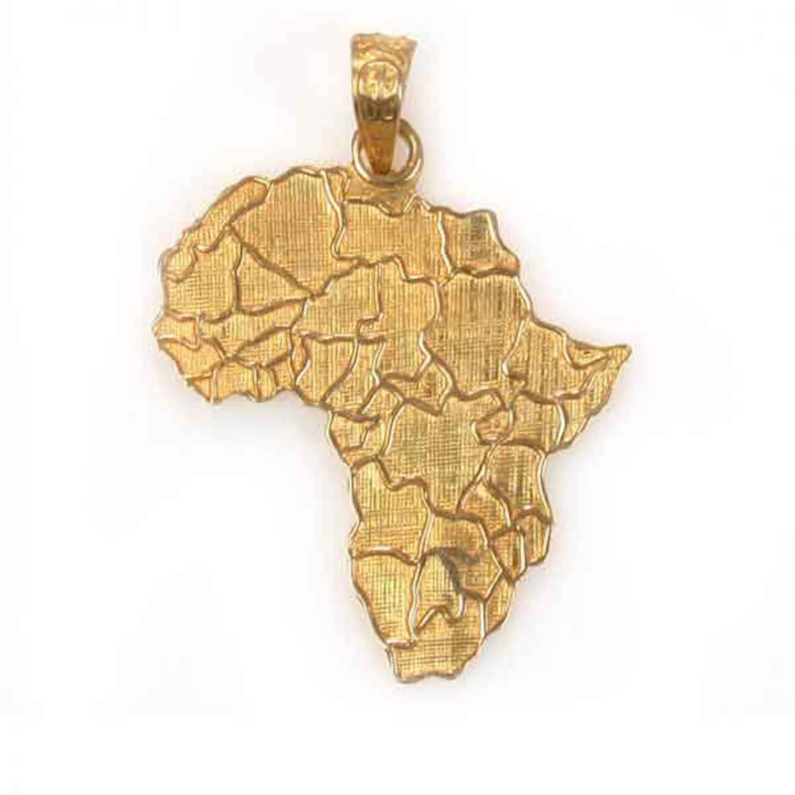 18K Gold Africa Map Pendant Etsy