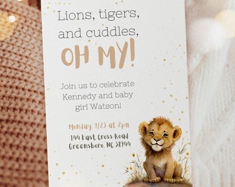 Jungle Nursery Theme Baby Showerinvitations - Instant Download, Editable Template, safari, baby shower invite, lion cub