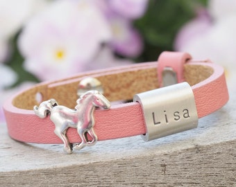 Leather bracelet for horse girls, Santa Claus gift for girls