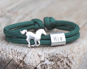 Horse bracelet for girls with name, gift for starting school