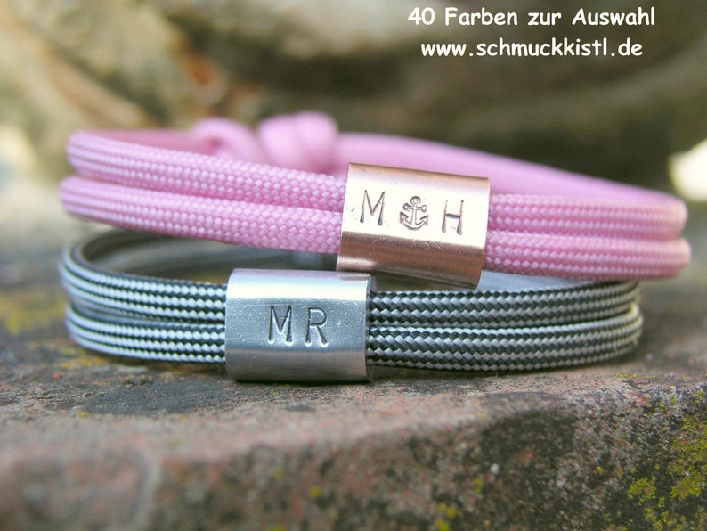 Herrenarmband mit Gravur, schwarz, Partnerarmband, Paarschmuck, Geschenk Mann, mit Buchstaben, Initialen, personalisiert Bild 7