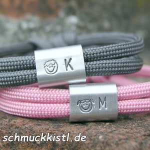 Personalisierbares Armband, Herrenarmband mit Gravur, personalisiertes Geschenk für Ihn, Armband Gravur innen, außen, Seilarmband Alu Vorderseite