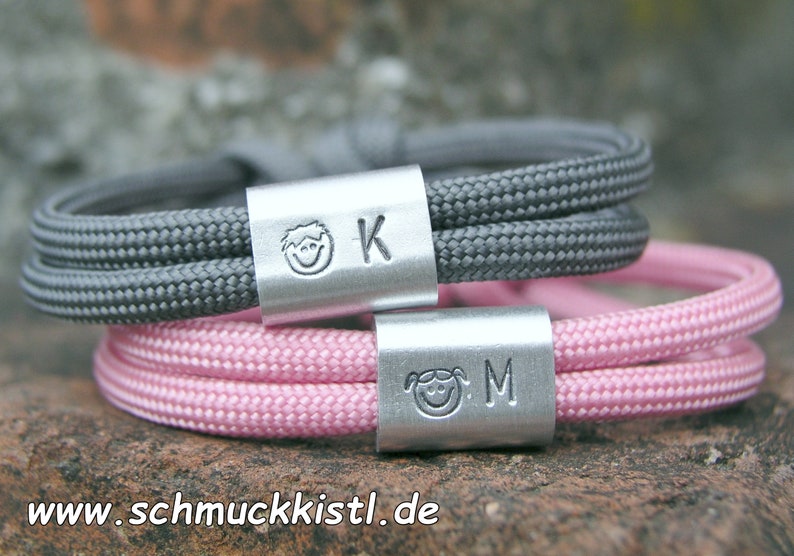 Personalisierbares Armband, Herrenarmband mit Gravur, personalisiertes Geschenk für Ihn, Armband Gravur innen, außen, Seilarmband Alu Vorderseite