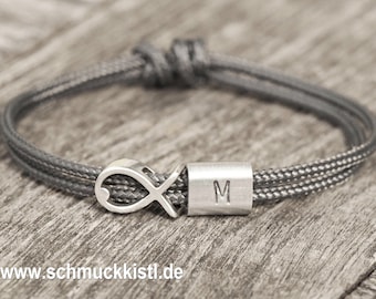 Bracelet baptism boy, girl, communion, confirmation, fish and element with letters