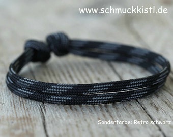 Surferarmband, Seilarmband, Freundschaftsarmband schwarz, grau