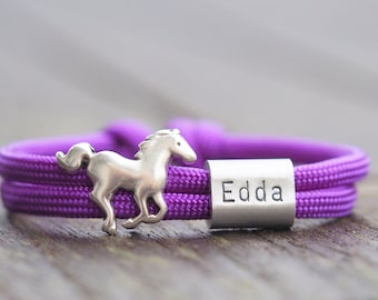 Bracelet for girls with horse and engraving