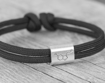 Schwarzes Armband, Glückshormon Serotonin, oder viele weitere Gravuren