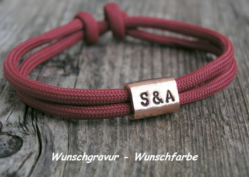 Herrenarmband mit Gravur, schwarz, Partnerarmband, Paarschmuck, Geschenk Mann, mit Buchstaben, Initialen, personalisiert Kupfer einseitig